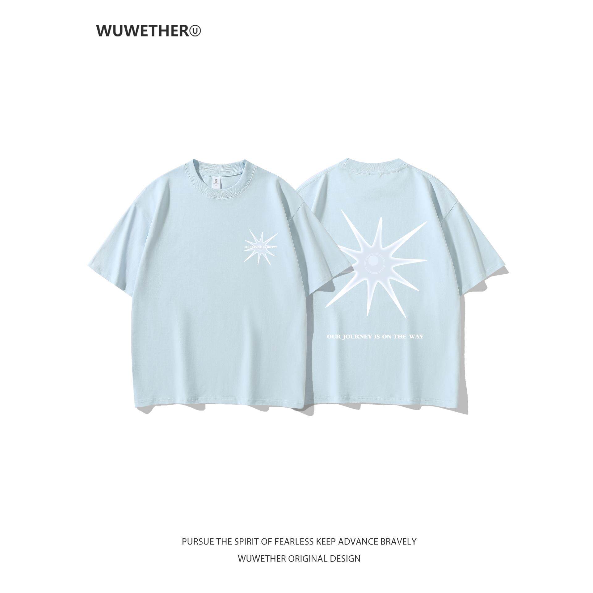 WUWETHER原创设计浅蓝色T恤男夏