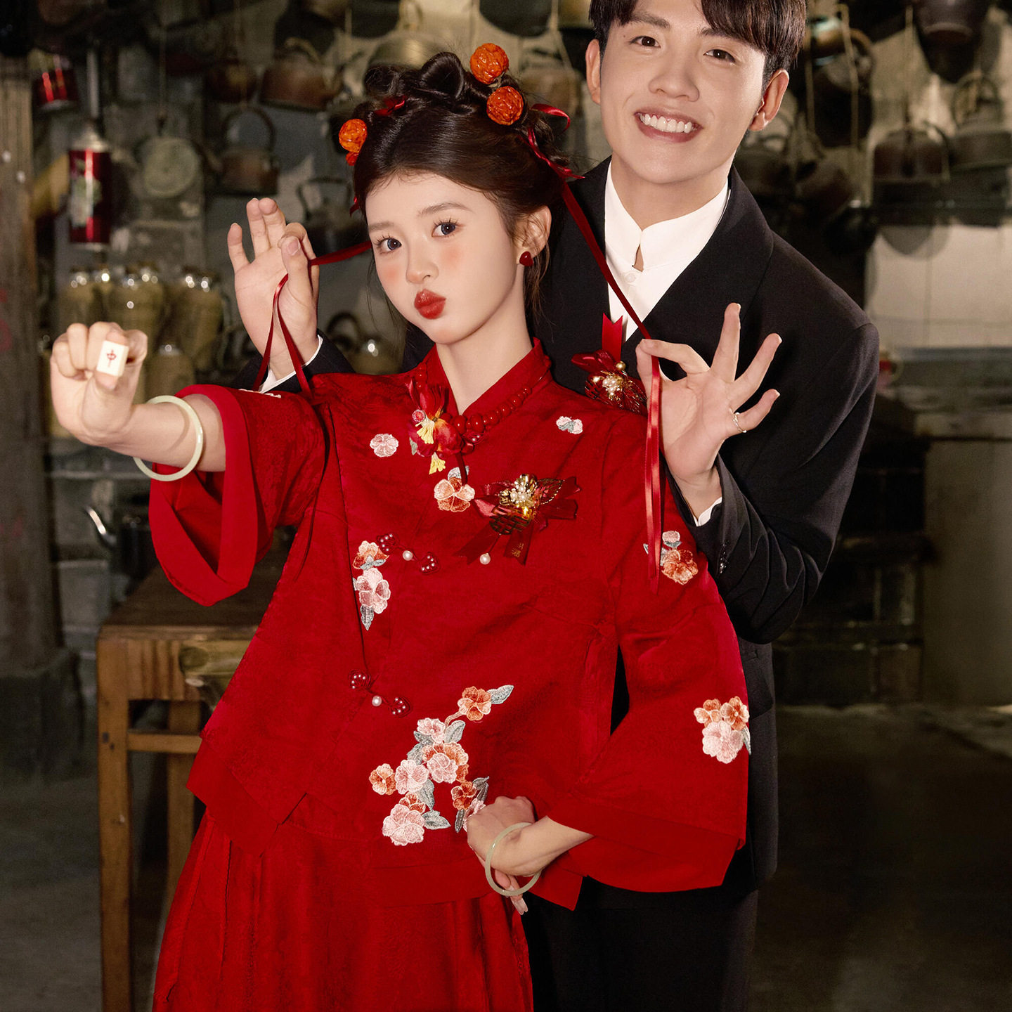 大码中式敬酒服新娘孕妇遮肚结婚秀禾服胖mm订婚礼服出阁宴旗袍秋图片
