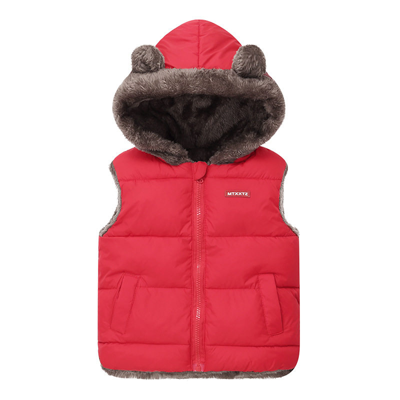 男孩01-2-3-4岁男童羊羔绒羽绒棉马甲宝宝加厚棉背心女童加绒马夹