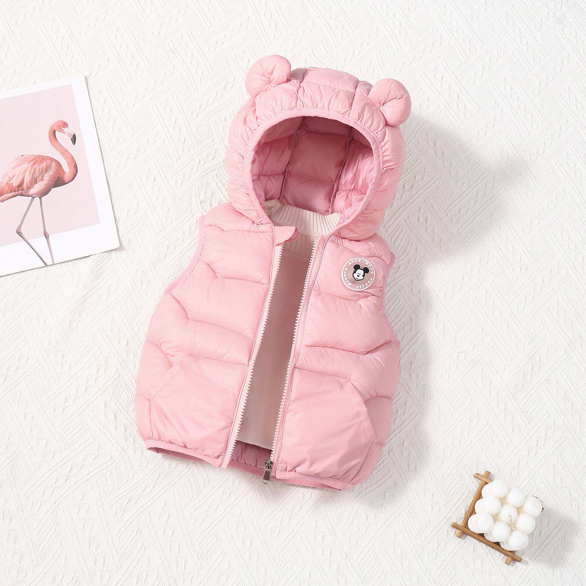 男孩女孩0-1-2-3-4-5岁儿童棉马甲宝宝棉背心秋冬保暖连帽棉马夹