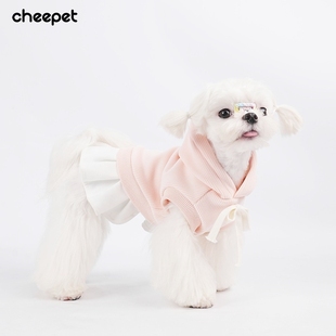 秋冬新款保暖可爱学院风小狗衣服比熊雪纳瑞狗狗卫衣裙柔软遛狗服