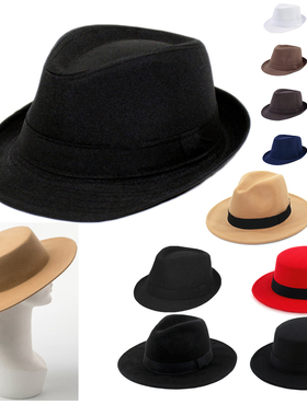 黑色礼帽街舞爵士帽子男MJ英伦JazzDance女绅士帽儿童popping表演