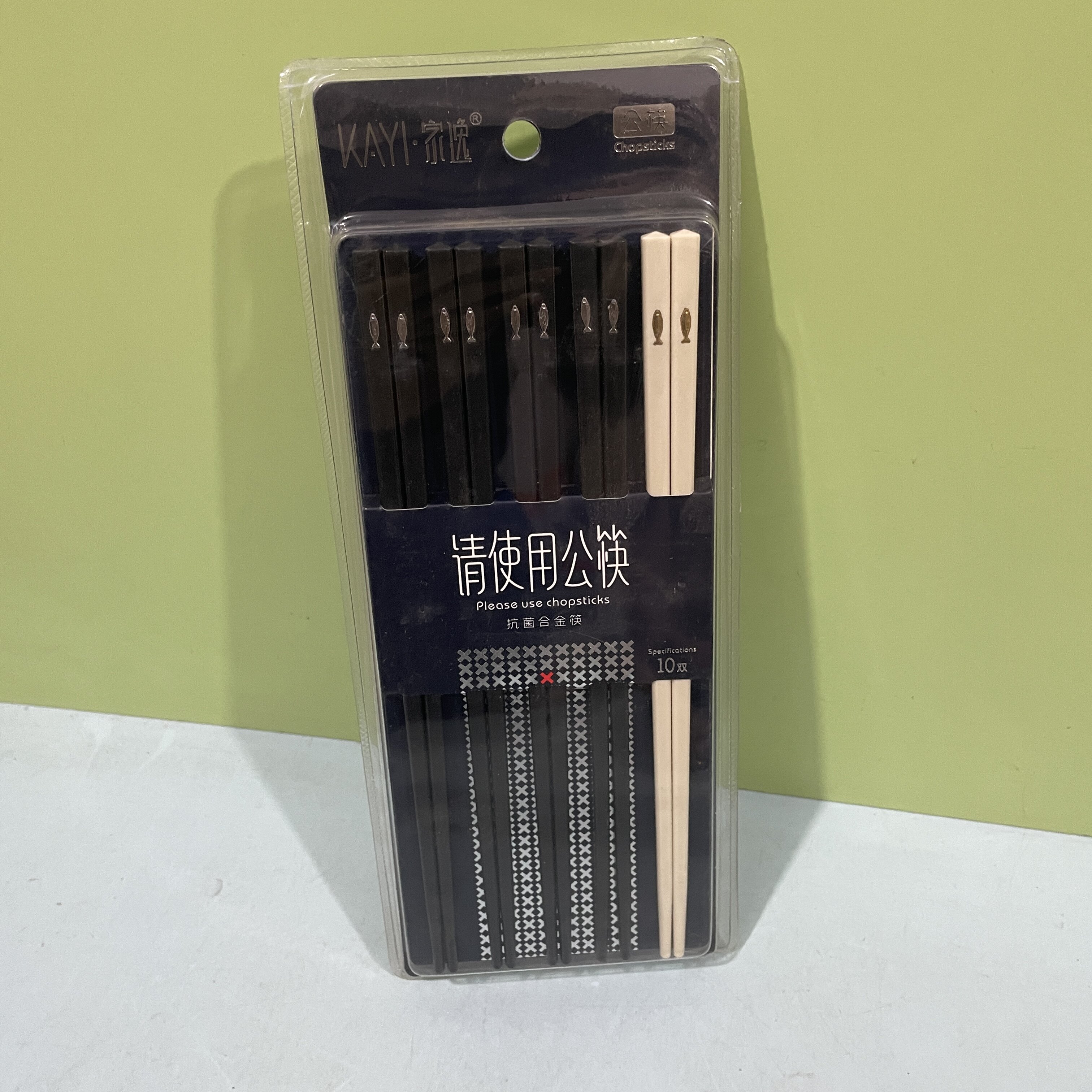 家逸3195防霉合金筷子公筷子防滑分色耐高温不变形酒店餐具图片