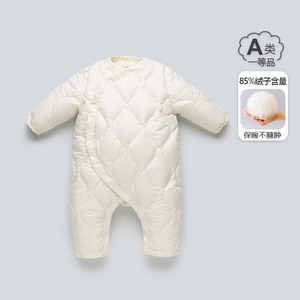 宝宝轻薄羽绒连体衣冬季婴儿保暖外出服哈衣白鸭绒连身衣爬服冬装