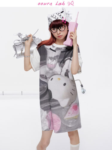 短袖蝴蝶结圆领kitty印花