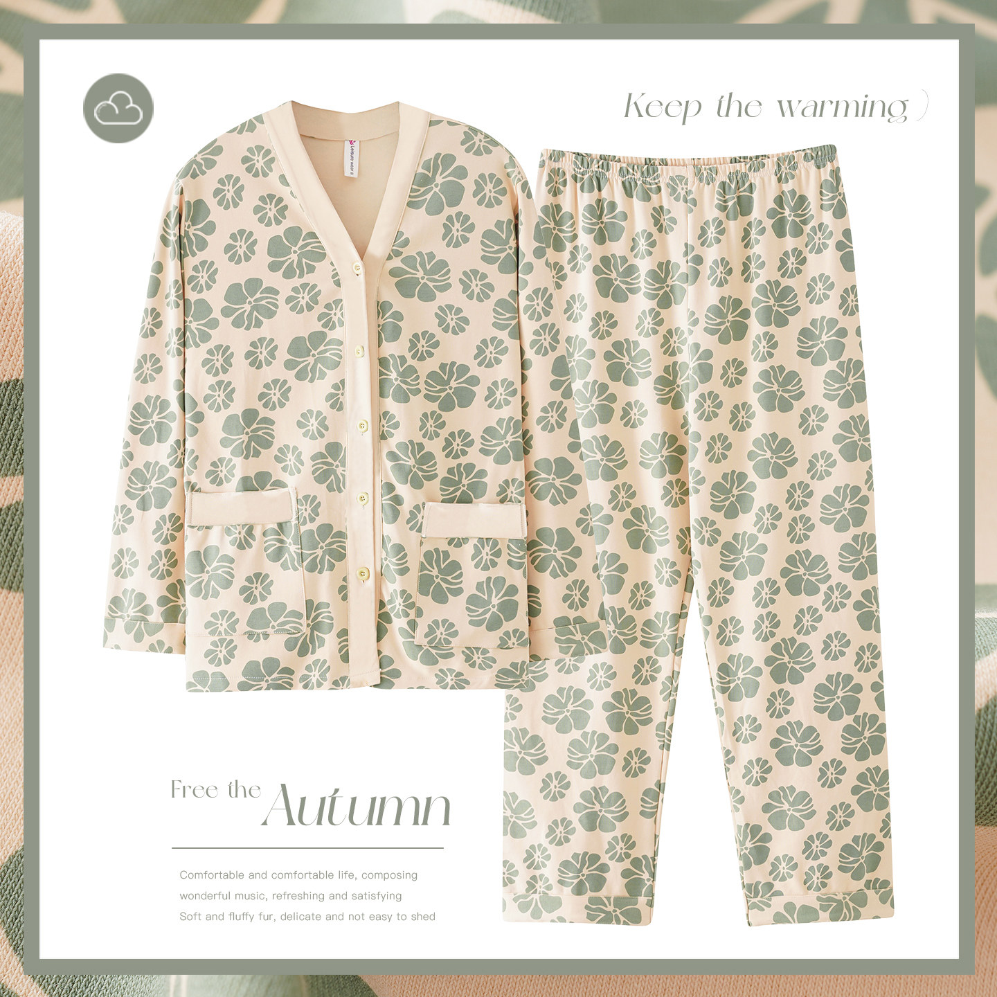 中老年妈妈睡衣春秋款纯棉长袖妇女士休闲大码家居服秋季薄款套装