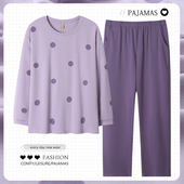 套头中年人妇女士家居服秋冬全棉套装 薄款 纯棉长袖 妈妈睡衣春秋季