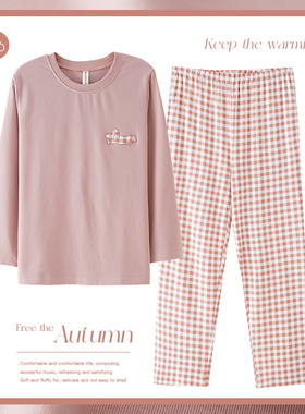 妈妈睡衣女春秋季纯棉长袖薄款套头中年妇女士家居服全棉大码套装