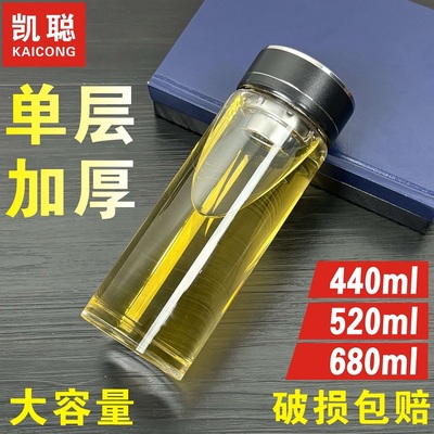 单层玻璃杯加厚便携底水杯