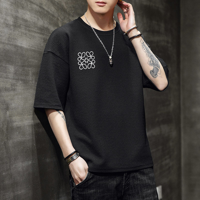 短袖t恤男夏季新款韩版潮流5分半袖体恤青少年夏装潮牌百搭打底衫