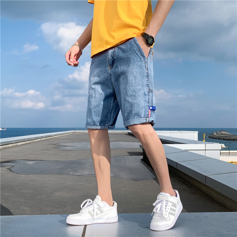 夏季男士短裤潮流百搭5分牛仔裤沙滩中裤ins青少年休闲运动五分裤