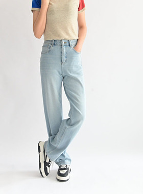 窄版直筒牛仔裤女夏季薄款2024新款宽松显瘦阔腿裤E62313