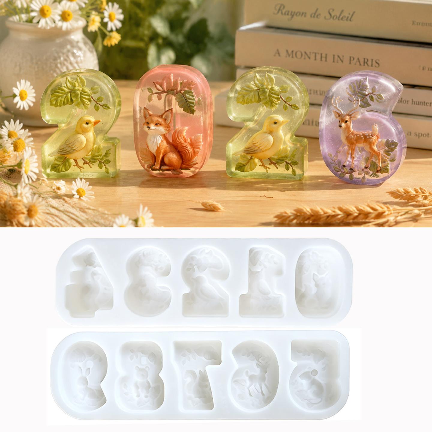 森林动物数字蜡烛模具diy香薰图片