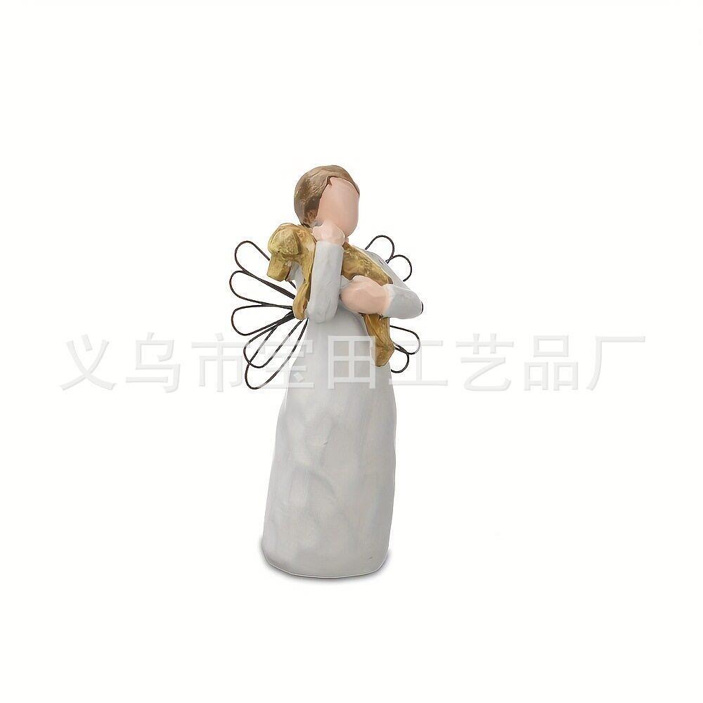狗人的礼物天使抱狗雕塑摆件家 居装士饰桌面SY201400庭院现简爱
