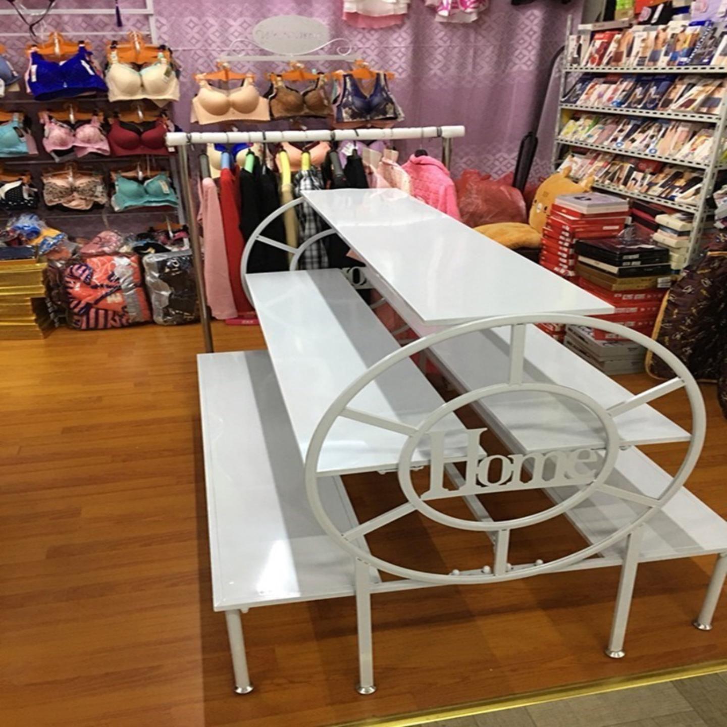 鞋店鞋架展示架店铺落地中岛货架多层包包流水台梯形服装店陈列架