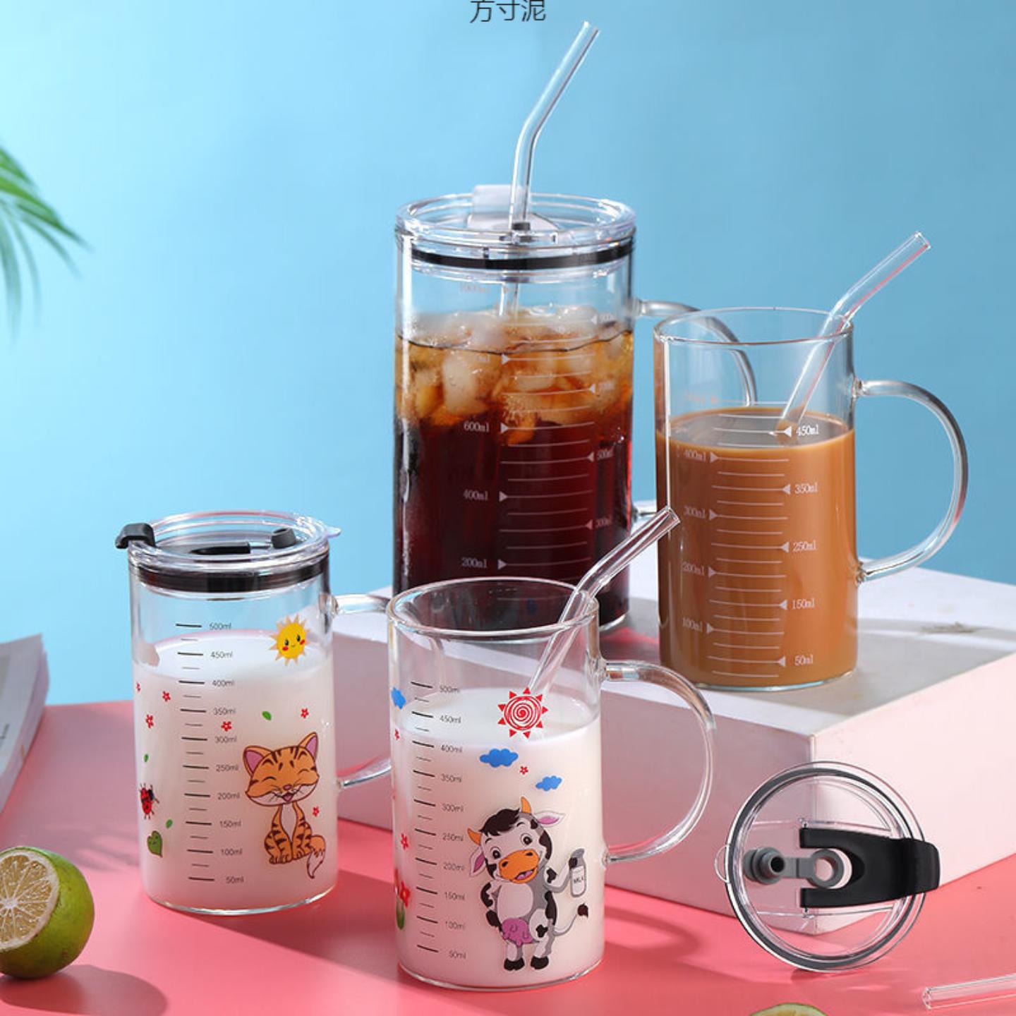 高硼硅玻璃杯加厚耐热刻度杯带图片