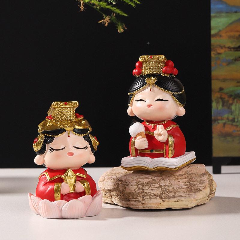 中妈祖纪摆件国式潮桌装饰树脂工艺品小R4B4F0摆件文创念品小神仙