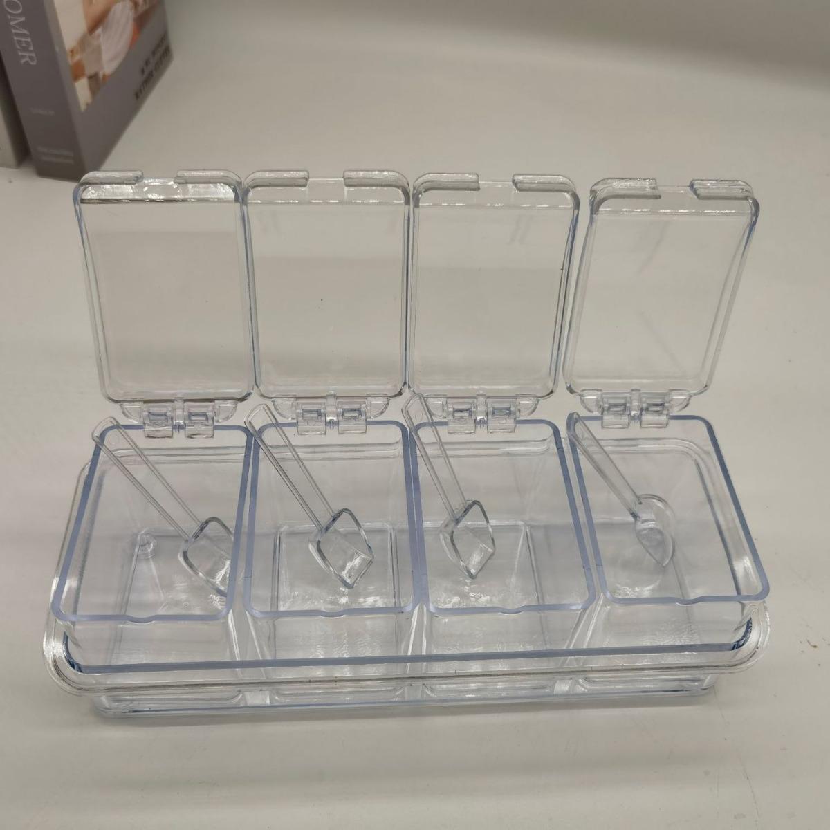 调料盒家厂用厨料房盐调味罐收纳调味盒品透明4格调料料理盒工四
