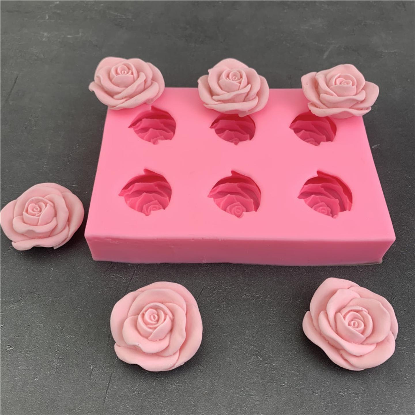 6朵玫瑰花造型硅胶模具花朵DIY