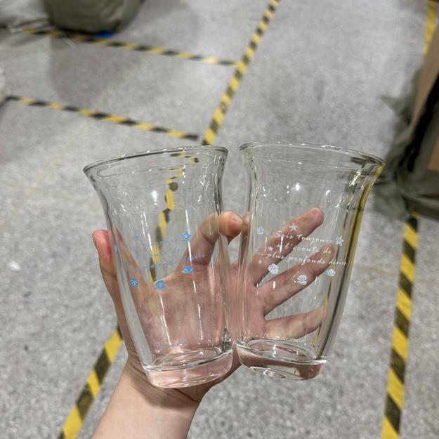 法式字母耐高温透明式简约果汁水玻璃杯子美咖wy0286啡冷饮牛奶字
