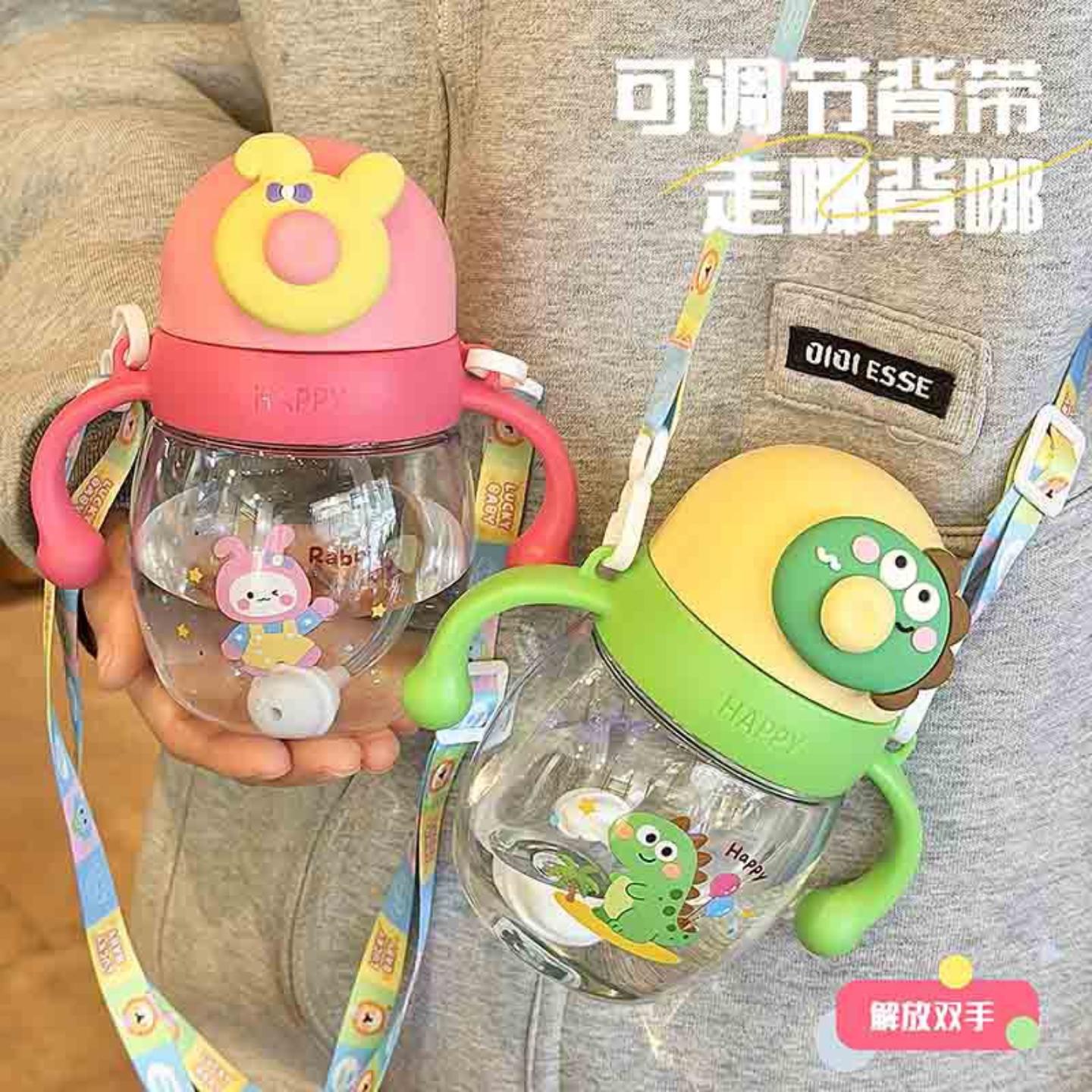 小孩防呛学饮杯鸭嘴奶瓶吸管杯带