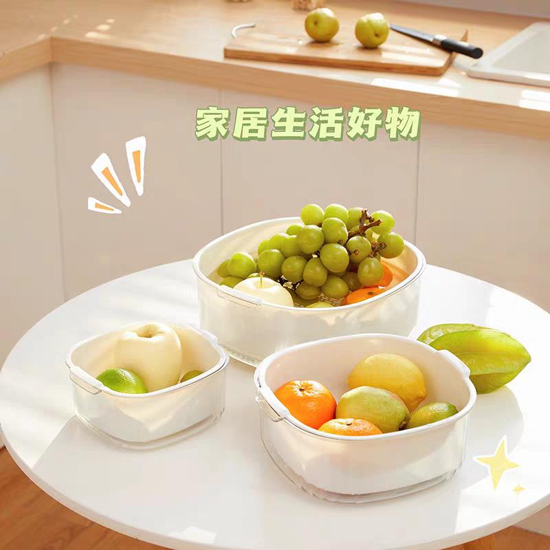 洗菜盆沥水篮六件套双层洗水果客子厅/厨房用八件盘塑料菜篮淘家