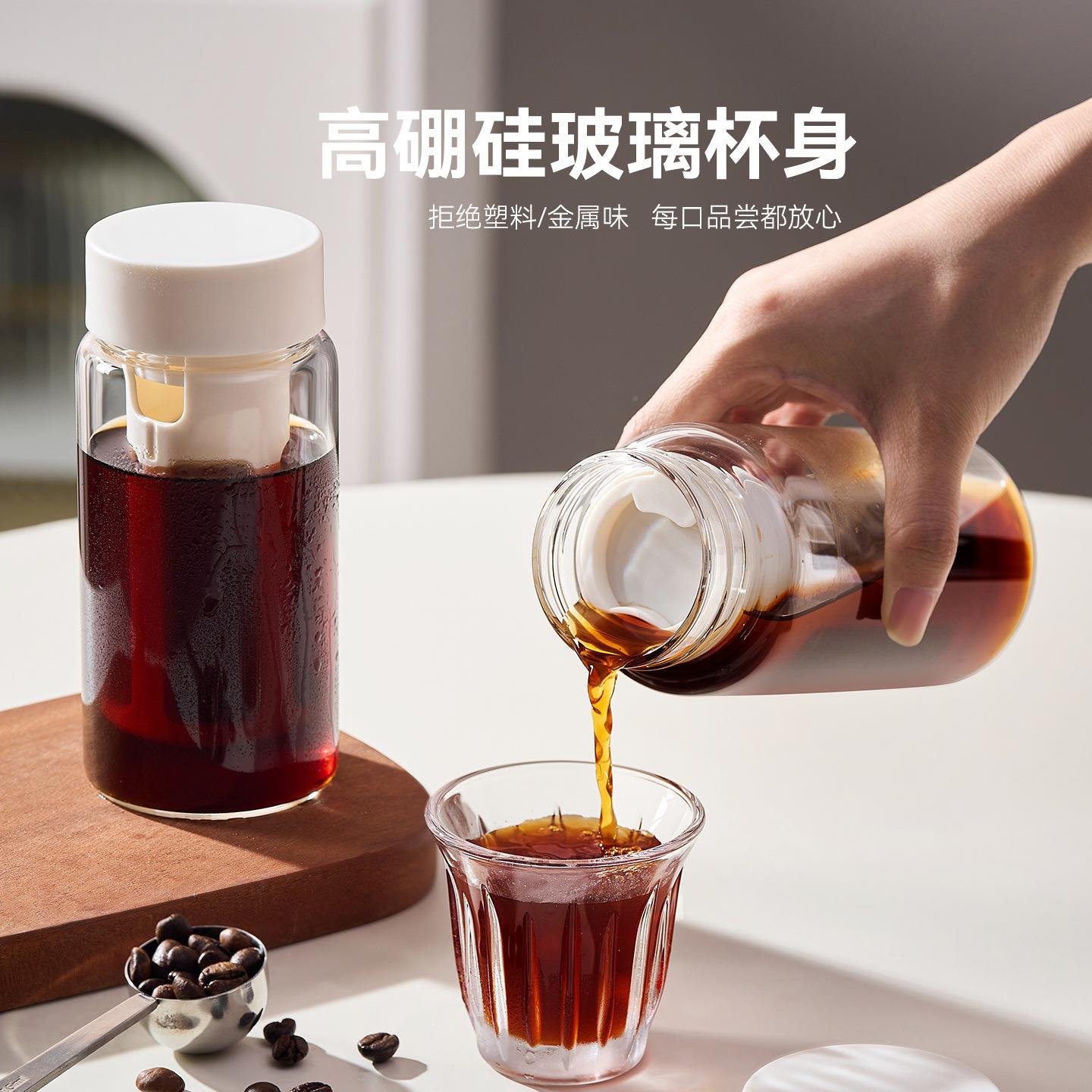 便捷随行杯款玻璃咖冷啡茶TBP1955-叶冷萃杯高硼硅咖玻璃泡水杯新