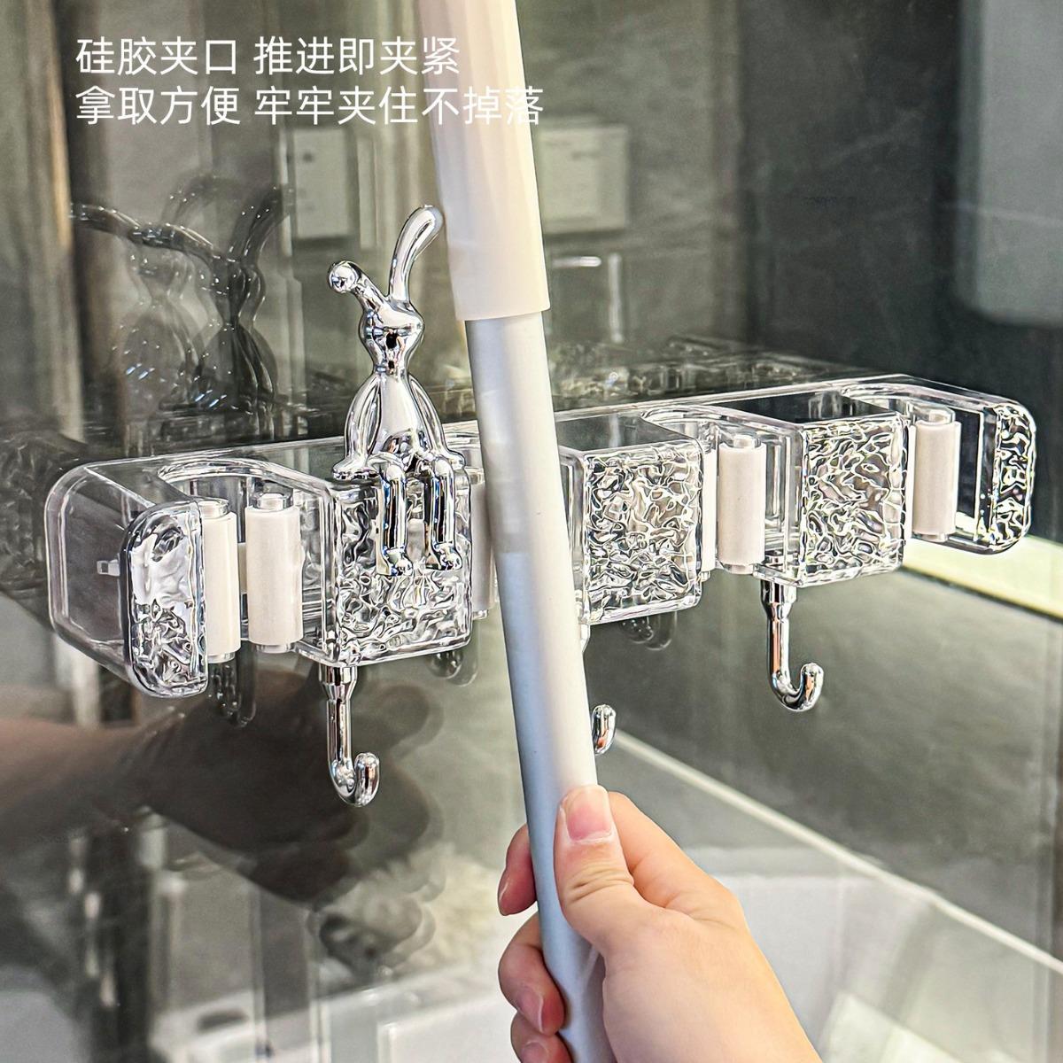 壁拖把拖挂夹卫生间布扫把固定神器免打孔挂钩门浴室后收纳置Y-74