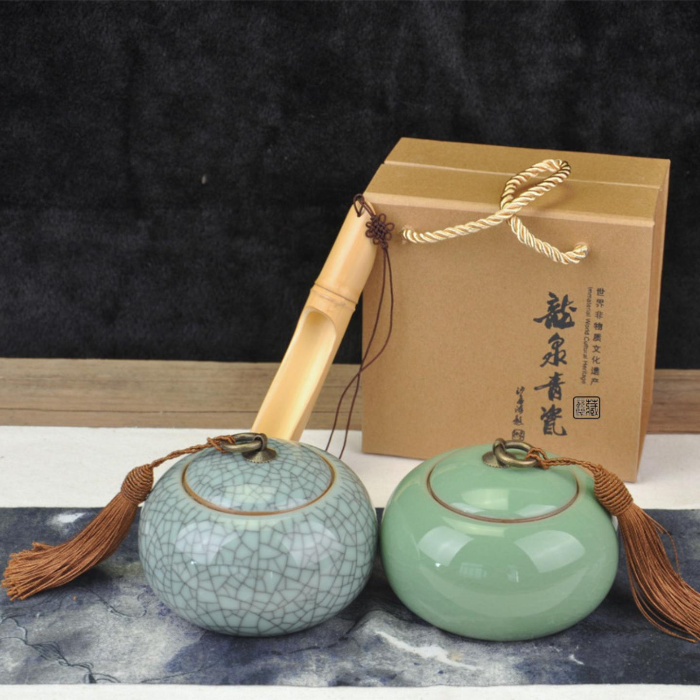 陶瓷茶叶罐龙泉青瓷哥窑密封盖