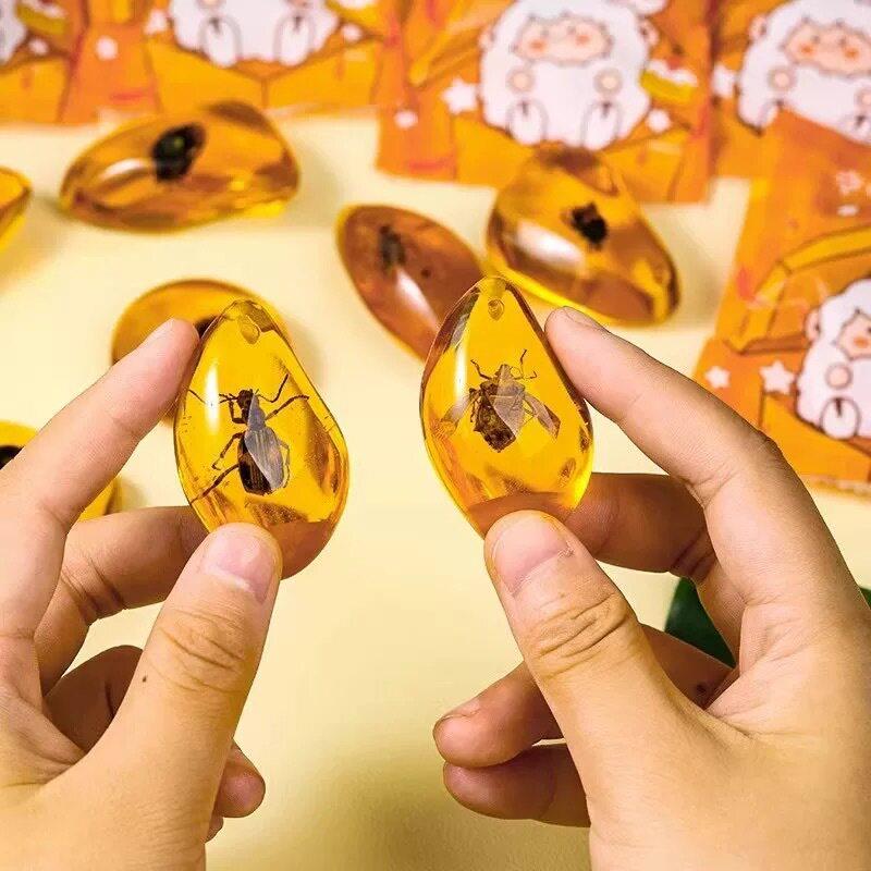厂家虫琥昆珀礼袋本虫琥珀67876679蝎子蜘蛛知了珀礼盒原石标儿童