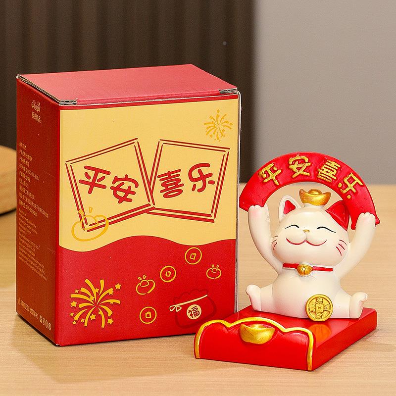 国潮招财手机支架架件桌猫面支摆新年伴手礼品D-XCSY++平板手机架