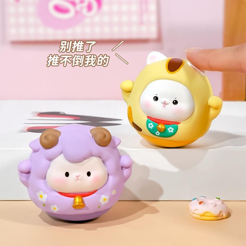 招摆财不倒求BB2842财可爱动物摆件办公室应援小件卡礼通汽车装饰