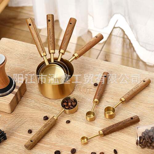 泓鑫相思木不锈钢量勺量杯套装