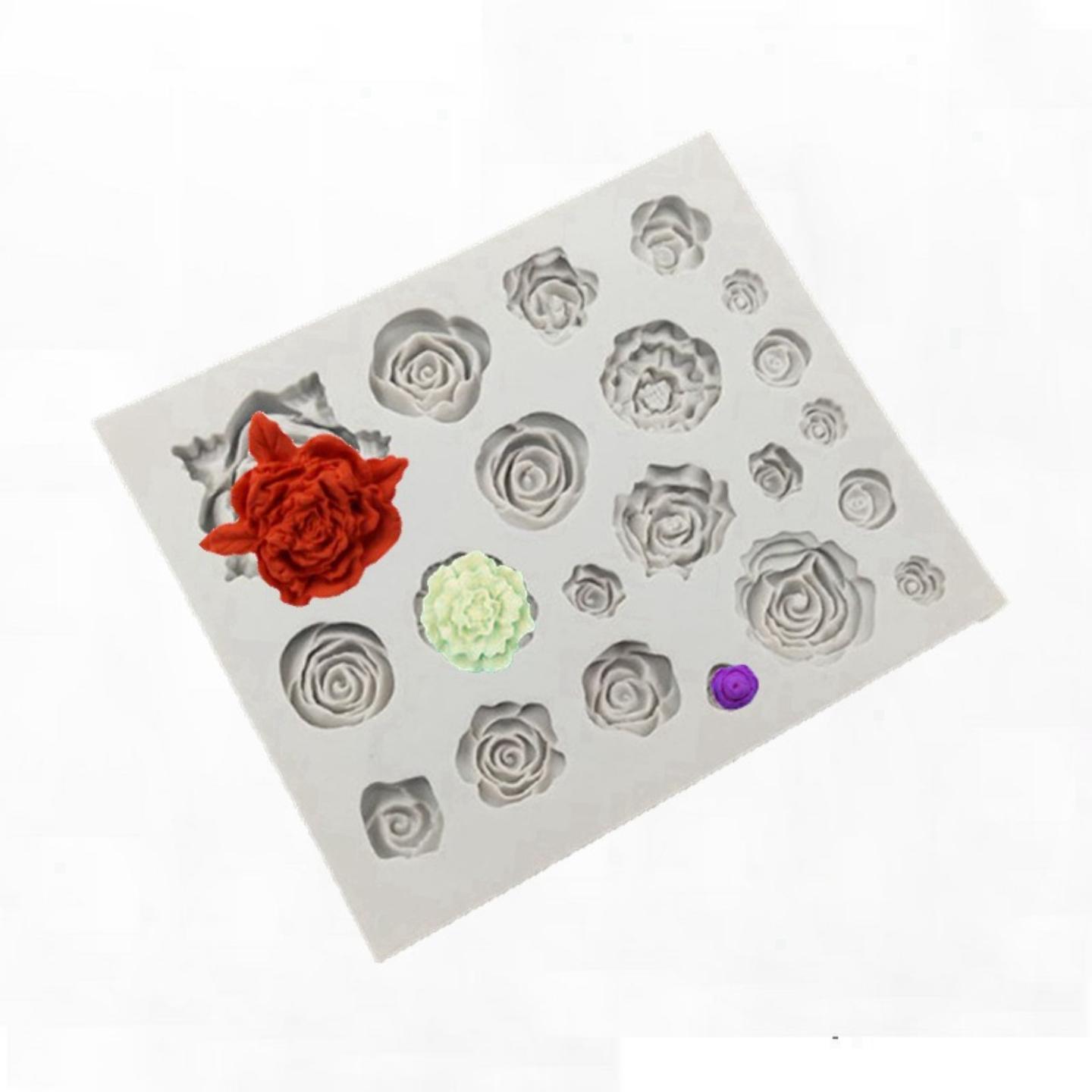 DIY烘焙玫瑰花硅胶模具花朵翻糖