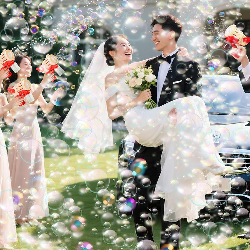 包邮202婚礼专用彩泡泡机结婚手持礼道花炮带婚庆氛围感订婚枪拍