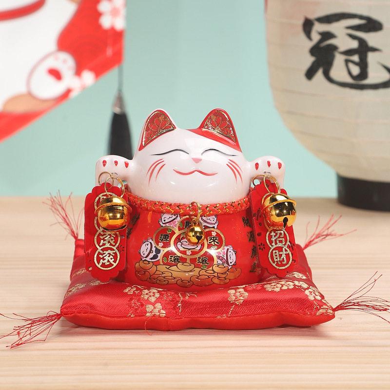 招猫创意陶瓷654845家摆件装小招财猫居存钱储蓄汽车摆件书财桌饰