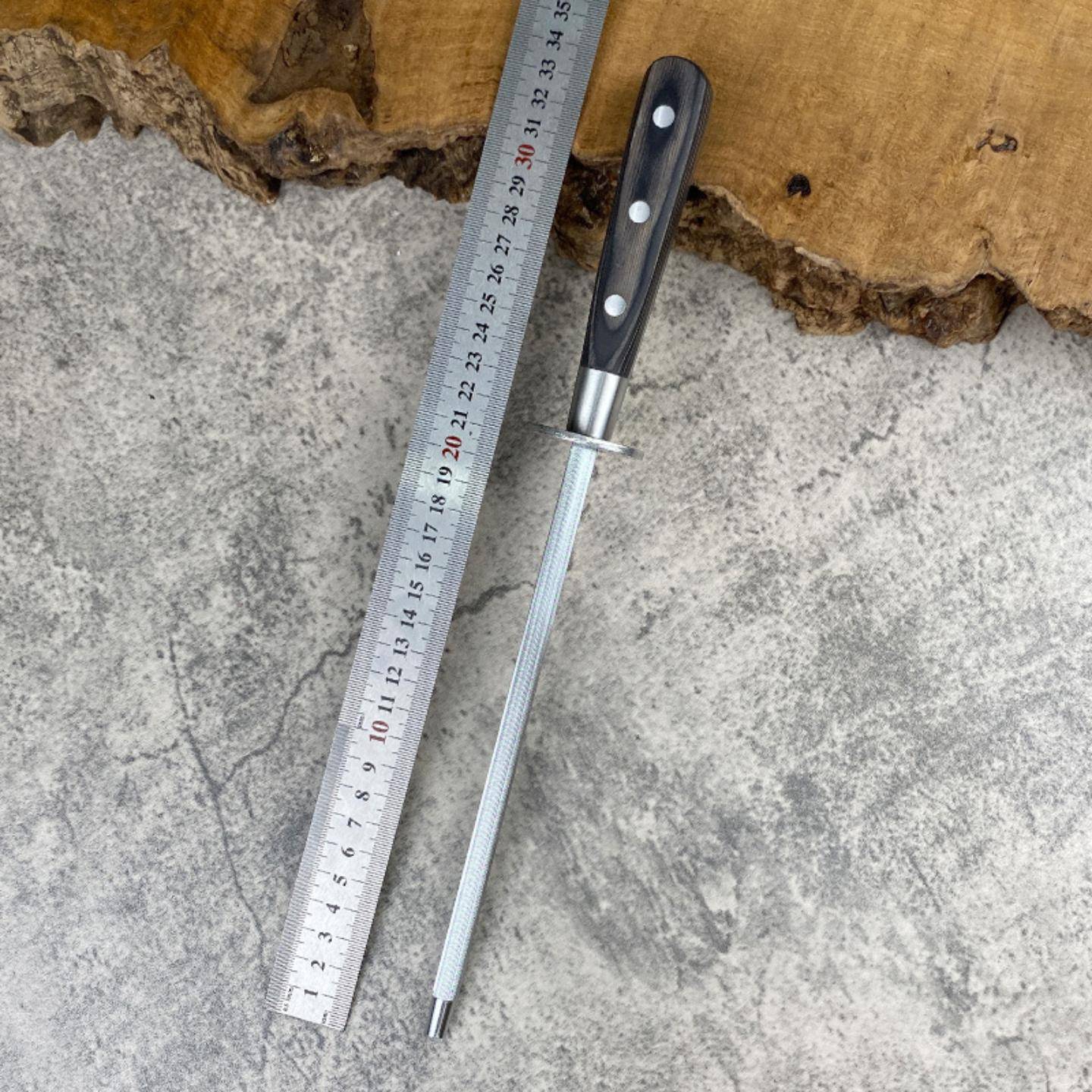 外贸不锈钢实木手柄磨刀器厨房