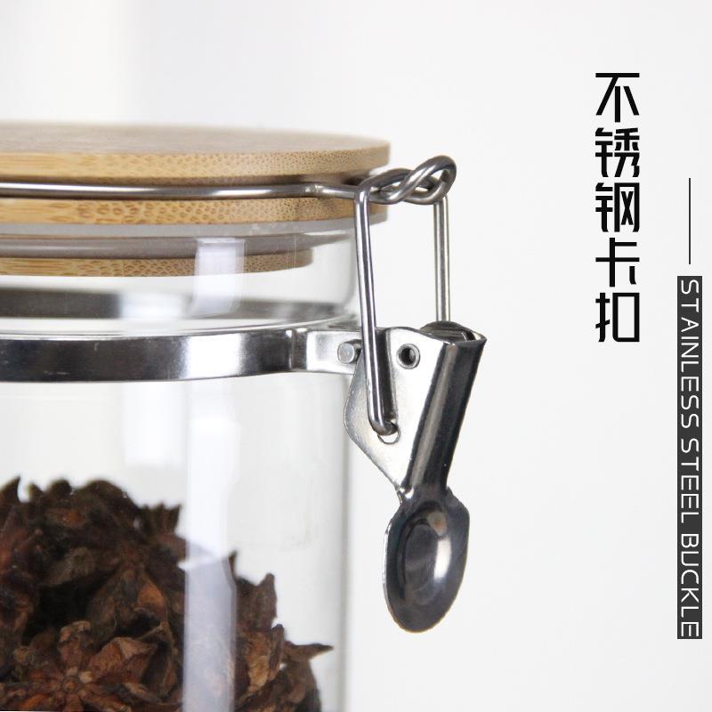透明玻璃密封茶叶不锈钢盖高硅玻璃罐收硼房纳瓶厨五谷02杂粮储物