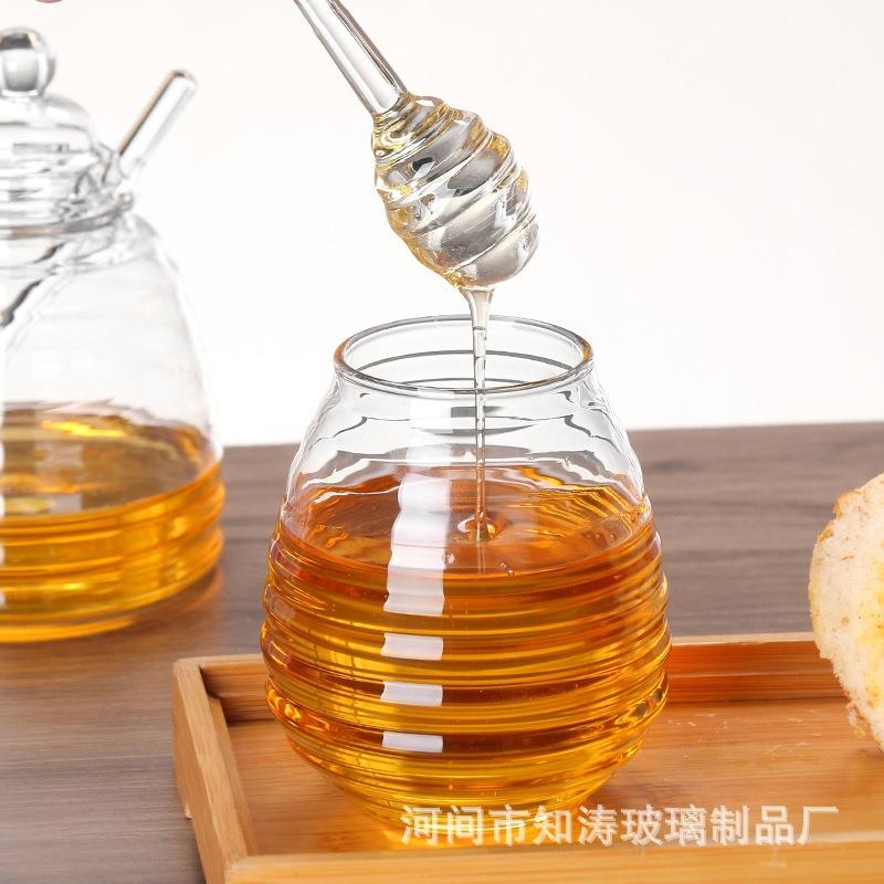 玻蜂蜜罐日式璃蜂蜜罐带盖子璃搅拌玻用蜂蜜瓶创意家透明带盖简约