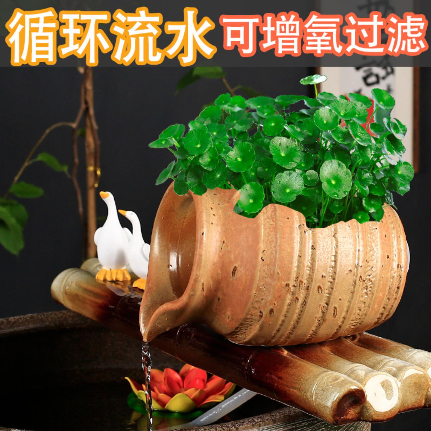 创意陶瓷喷泉循环流水加湿器生财