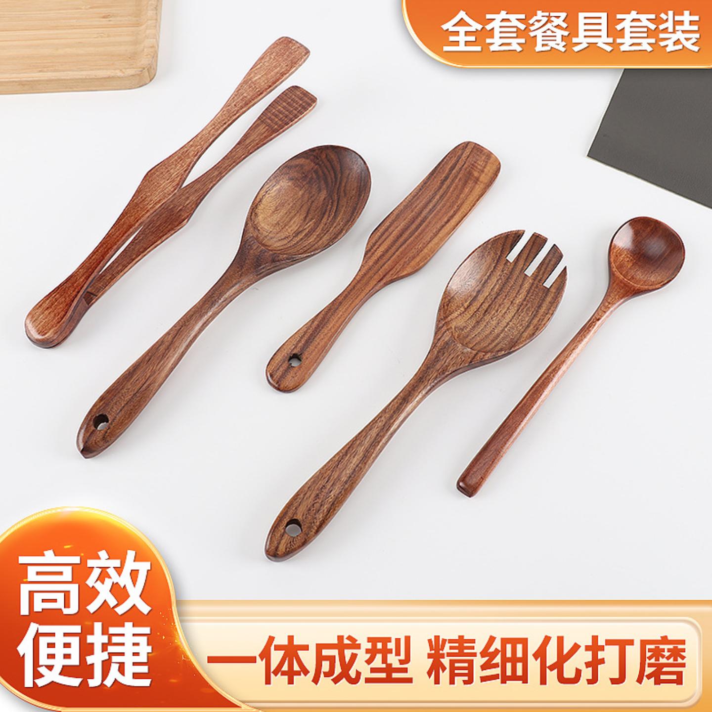 家用厨房耐高温原木实木食品夹子