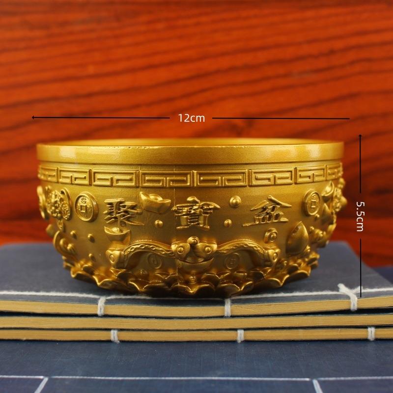 金莲花聚宝盆摆件合装饰8966品金工艺品招财聚宝办盆迷你小元属宝
