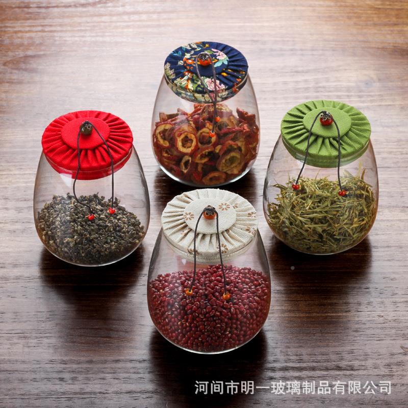 厂家塞密封璃罐 软木布盖透明茶糖89果罐高硼硅玻茶叶罐