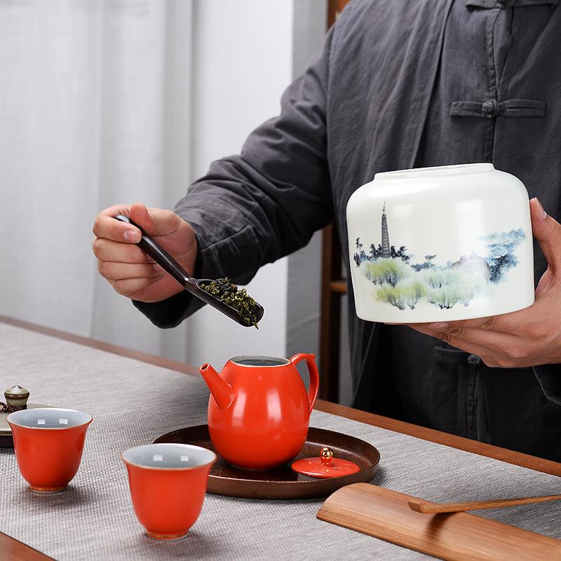 陶瓷茶叶密包封罐装大号半存储罐红茶绿龙井茶叶单罐斤碧螺春普洱