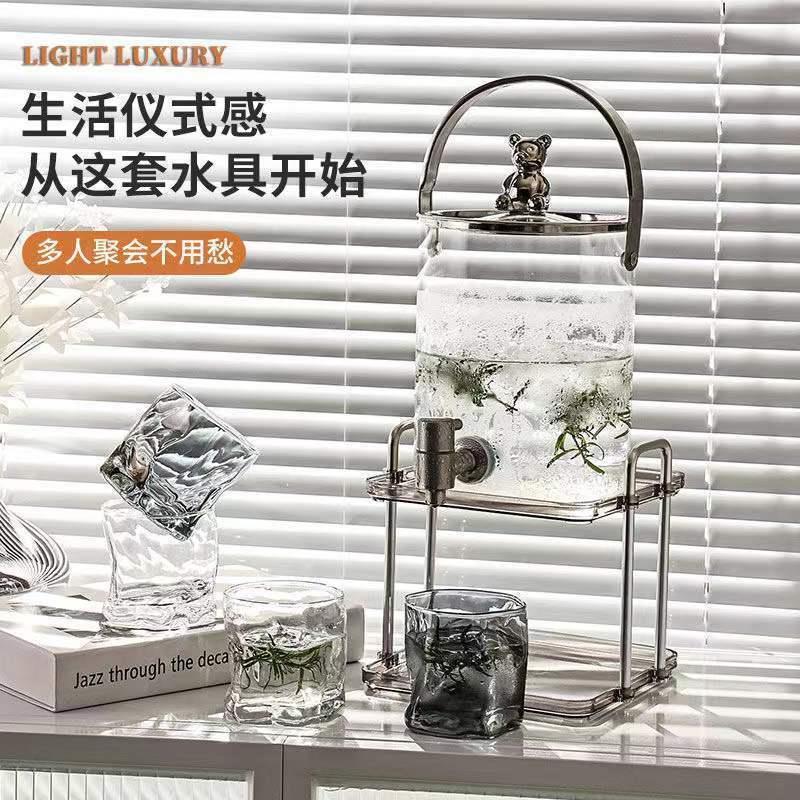 北欧璃带玻龙头水壶套装小熊大容量家用水凉30988壶水果茶可乐料