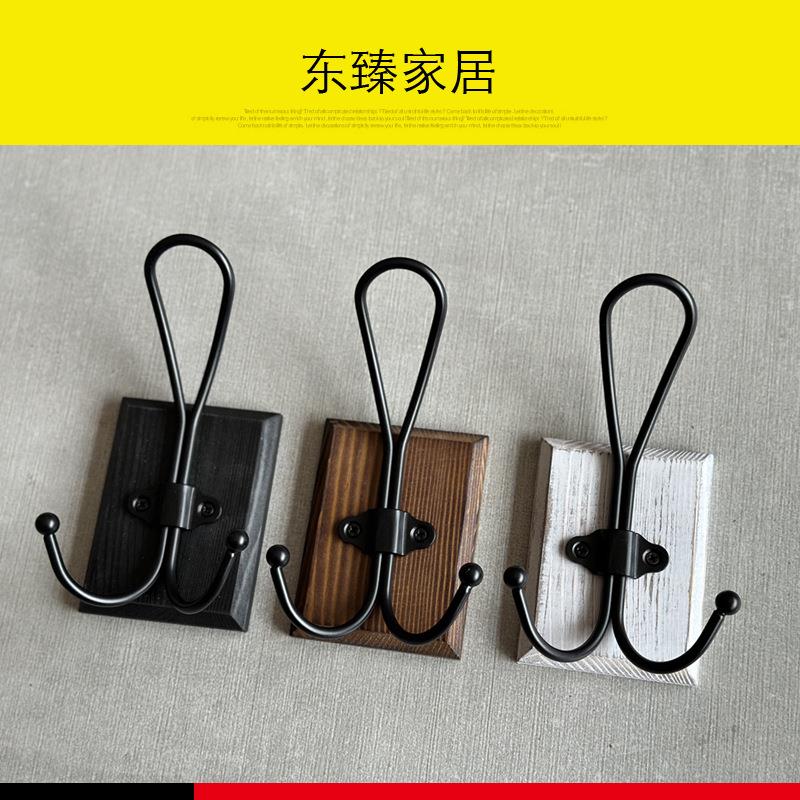 仿古美式欧INS北木挂实衣件钩HK-085墙面装饰双钩挂做旧壁挂衣帽