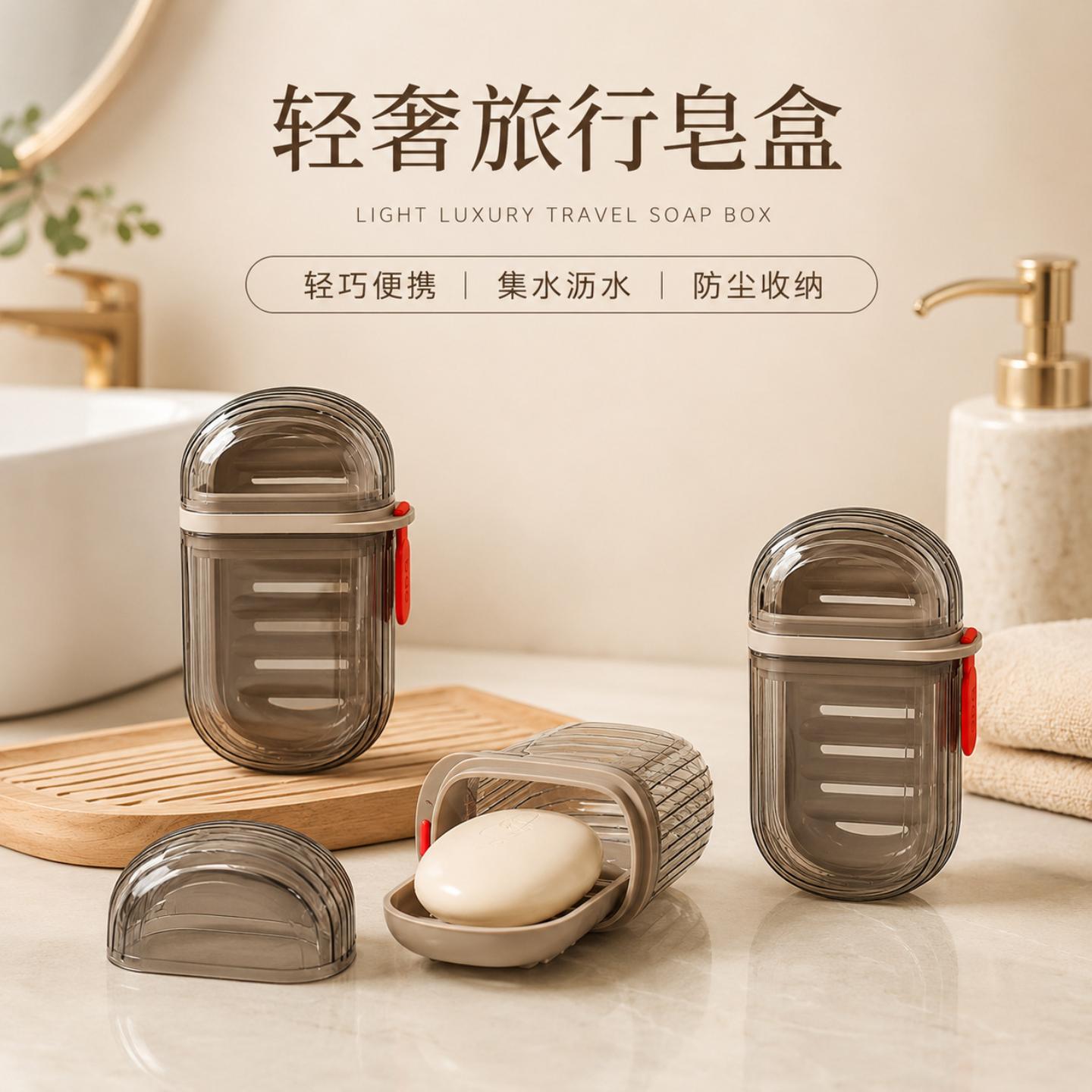 式双层肥皂盒旅行密封沥水带盖
