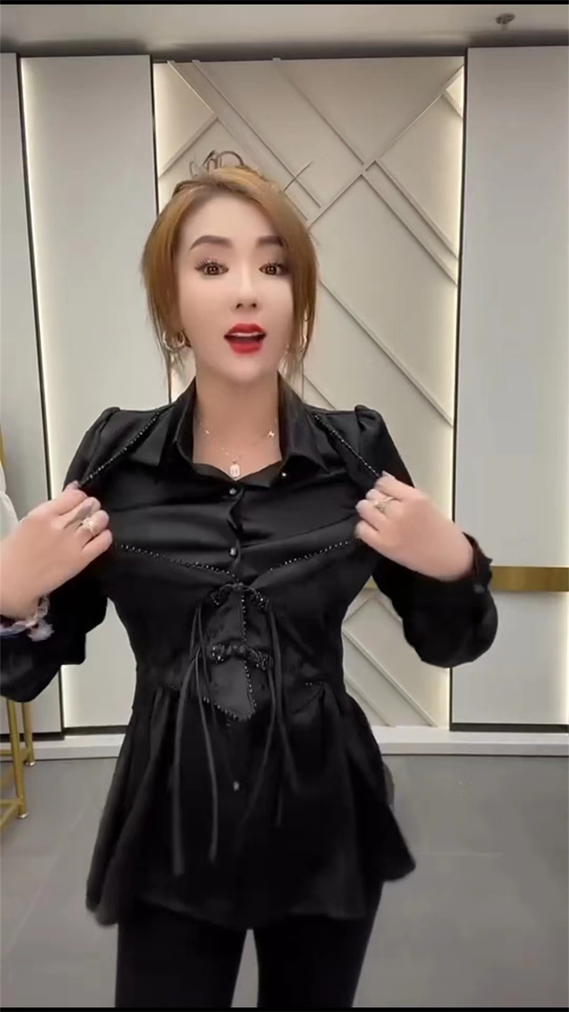 缎面小裙摆气质国潮假两件