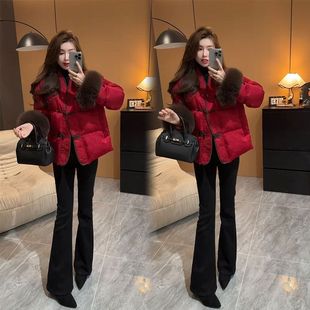 欧洲站网红爆款高档毛毛袖国风外套女冬季气质唐装新中式棉服棉衣