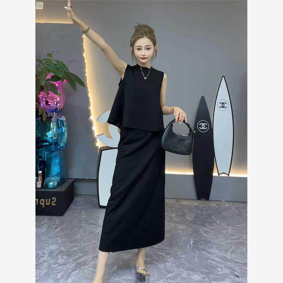 小个子时尚两件套女2025夏季新款气质后背单排扣坎袖上衣+半身裙